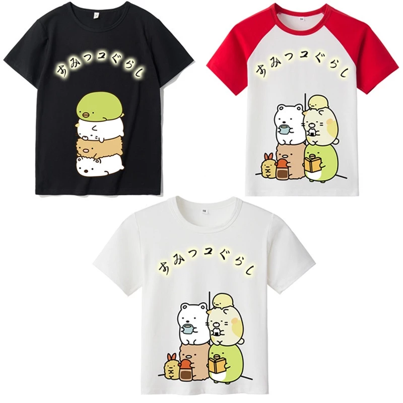 動漫合集🚀🚀✨角落生物 T恤上衣 二次元衣服 白熊貓咪 炸豬排 卡通生物短袖T恤 動漫童裝 親子裝潮